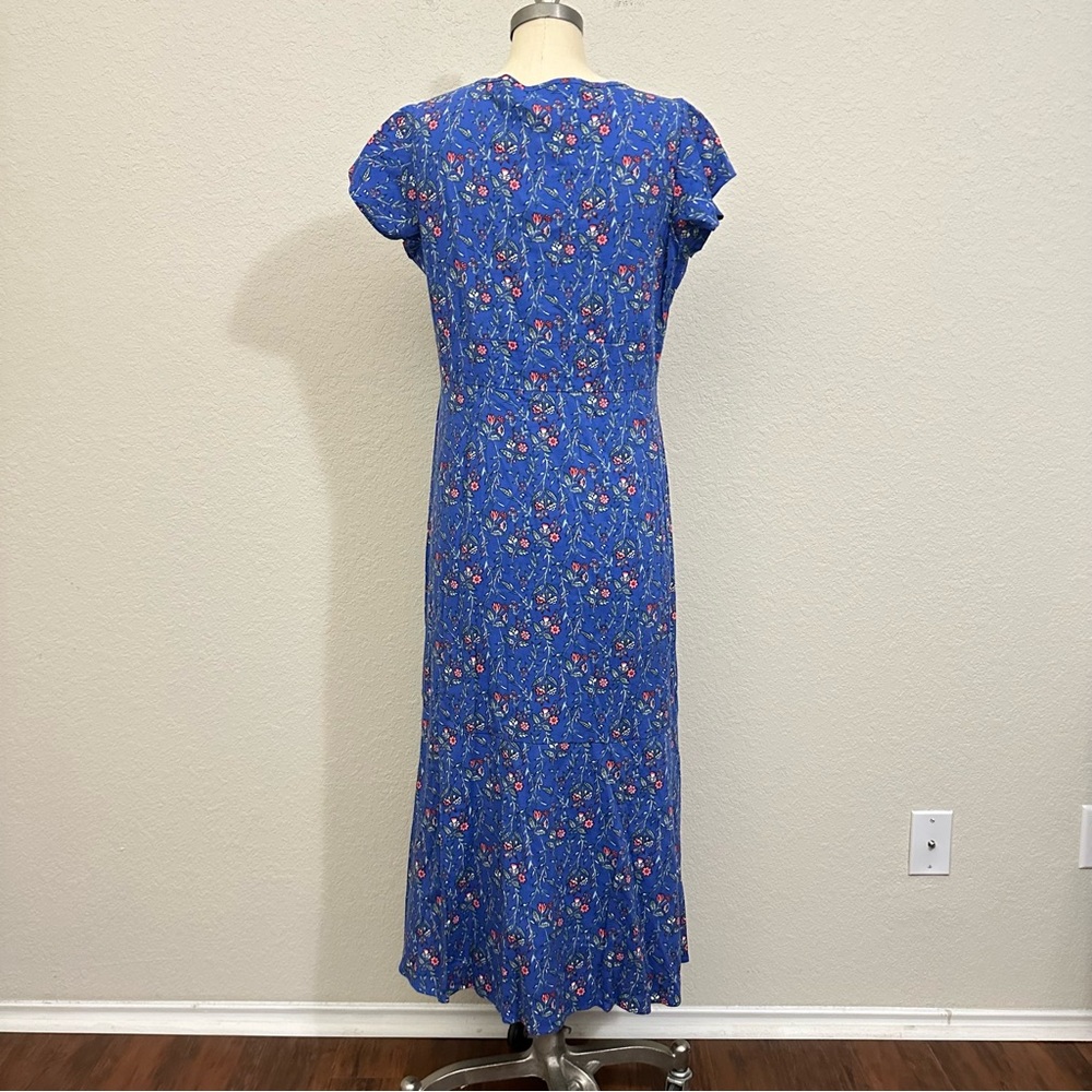 LOFT Blue Floral Pattern Dress - Picture 9 of 9